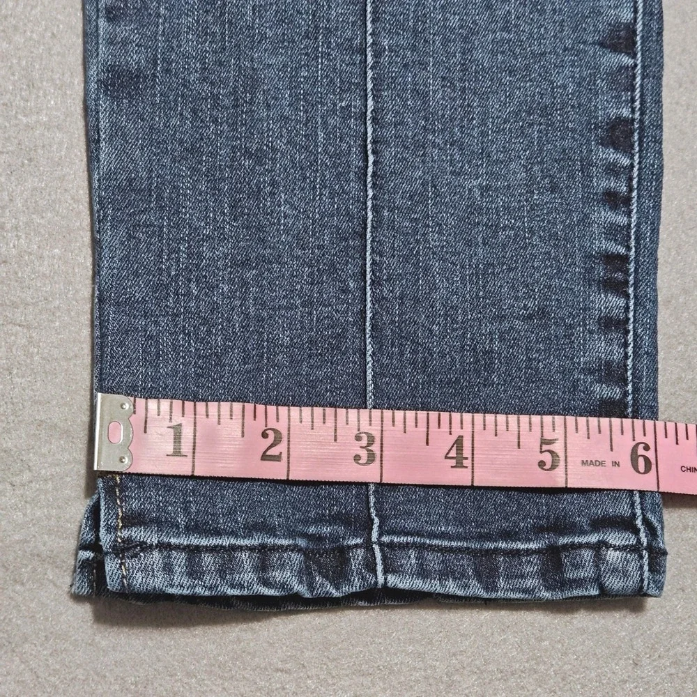 Democracy Ab Solution Jeans Sz 12 Blue Medium Wash Front Seam Slit Ankle Hem